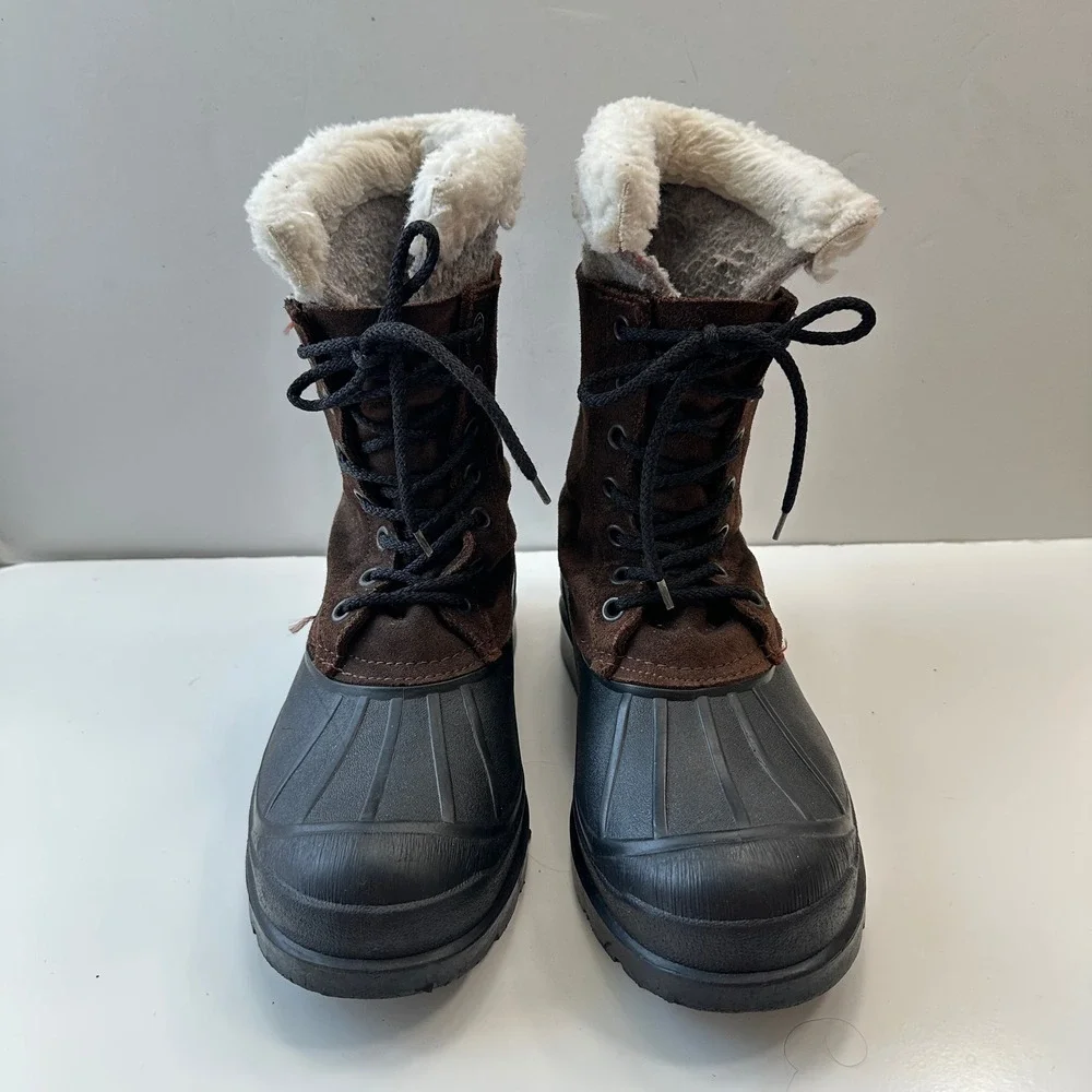 Kamik Wool Duck Boots Winter Snow‎ Boots Lace Up Warm Brown Black Mens Size 9